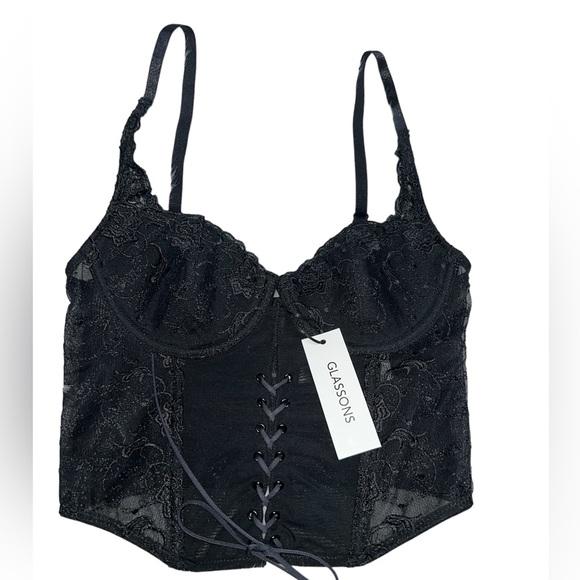 Glassons Tops - Glasson black lace corset NWT size 6